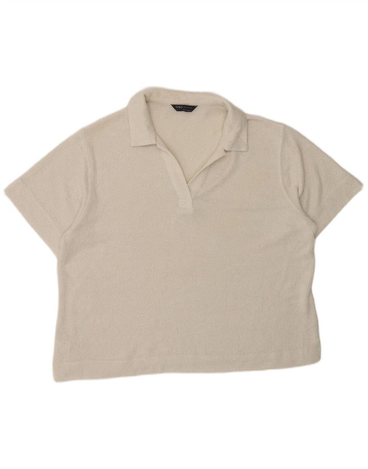 Marks & Spencer Dame Polo Shirt UK 16 Large Off White Polyester