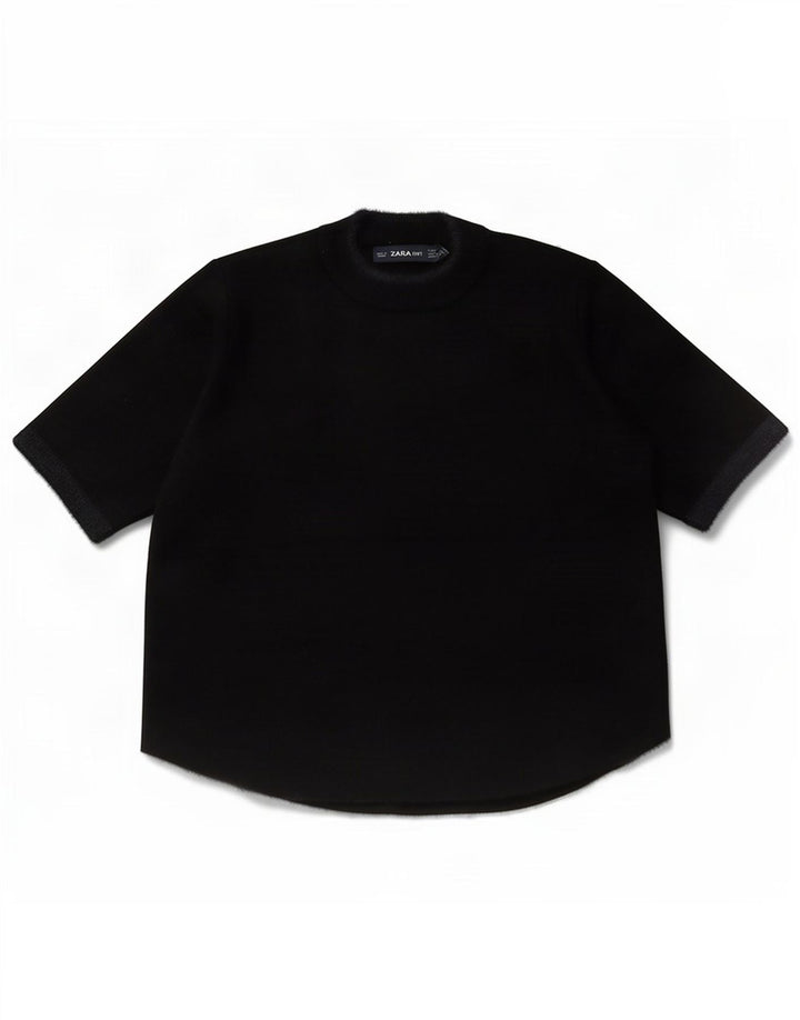 Zara Kortærmet Crop Top UK 10 Small Black