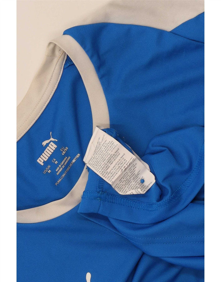 Puma Herre T-Shirt Top Medium Blue Colourblock Polyester