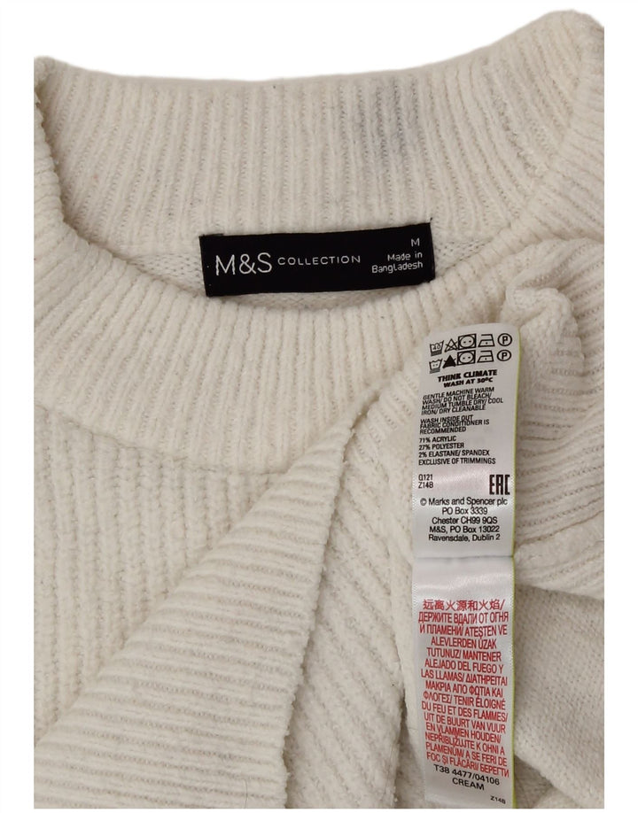 Marks & Spencer Dame sweater med rund hals DK 14 Medium hvid akryl