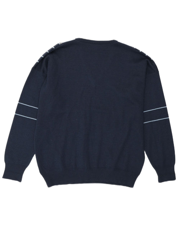 Gabicci Herre V-hals trøje Sweater Large Navy Blue Colourblock