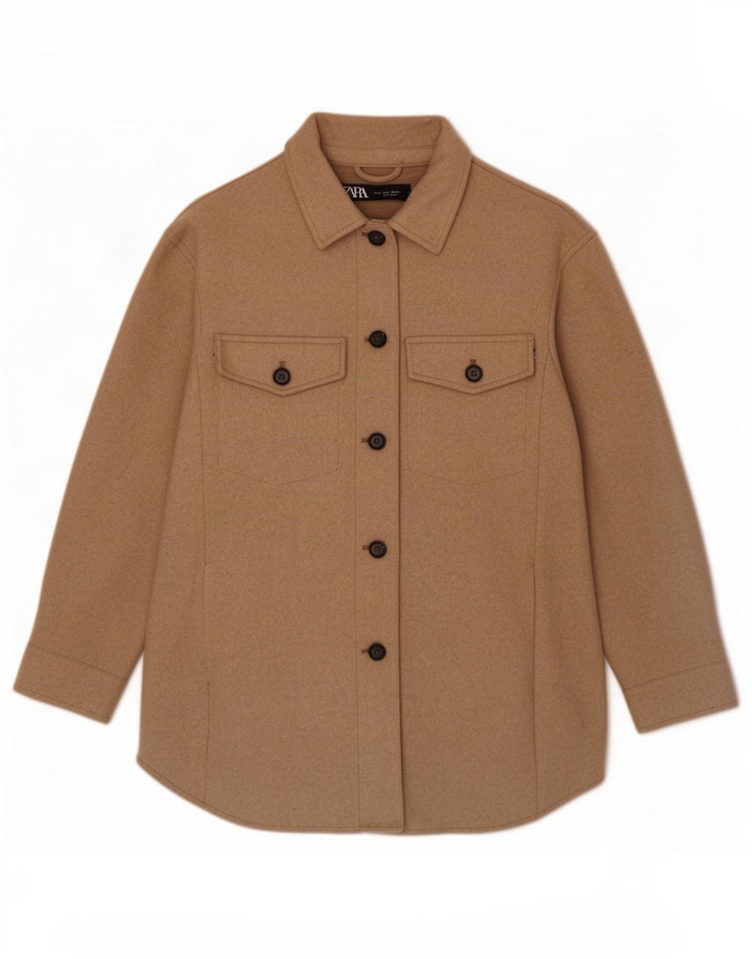 Zara Dame Shacket Oversized Jacket UK 10 Small Brown Polyester