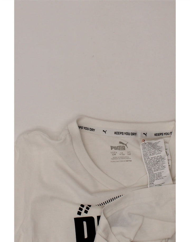 PUMA drenge grafisk t-shirt top 9-10 år hvid bomuld