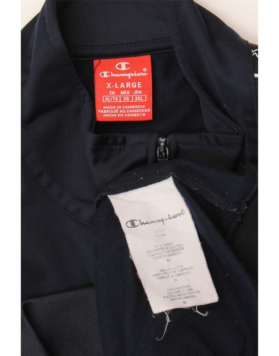 Champion Herre grafisk træningsdragt topjakke XL marineblå polyester