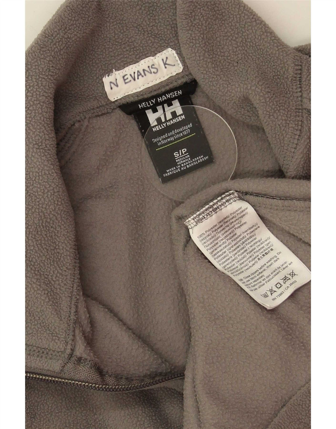 Helly Hansen Herre Fleece Jumper med lynlås, lille grå polyester