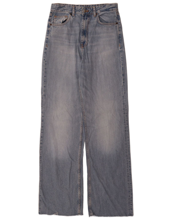 Zara Dame Højtaljede Straight Jeans EU 38 Small W28 L34 Blå Bomuld