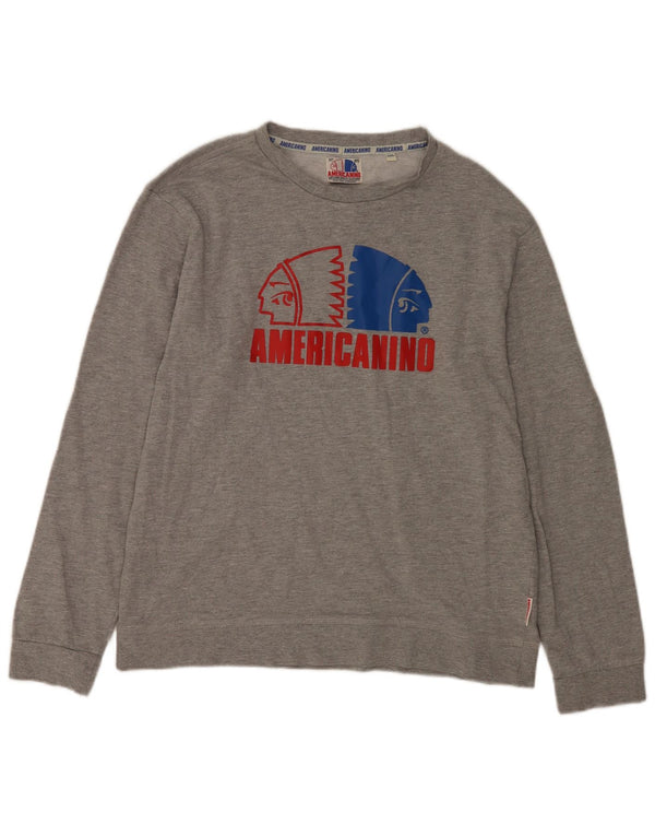 Americanino Herre Grafisk Sweatshirt Jumper 2XL Grå Flecked Bomuld