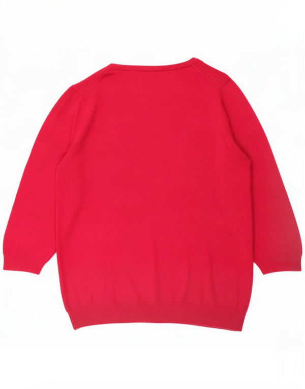 Marks & Spencer Dame 3/4-ærmet V-hals sweater UK 16 Large Pink