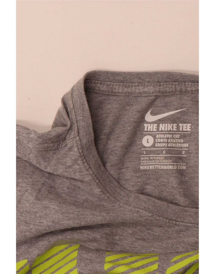 Nike Herre Athletic Cut Grafisk T-Shirt Top Stor Grå Flecked