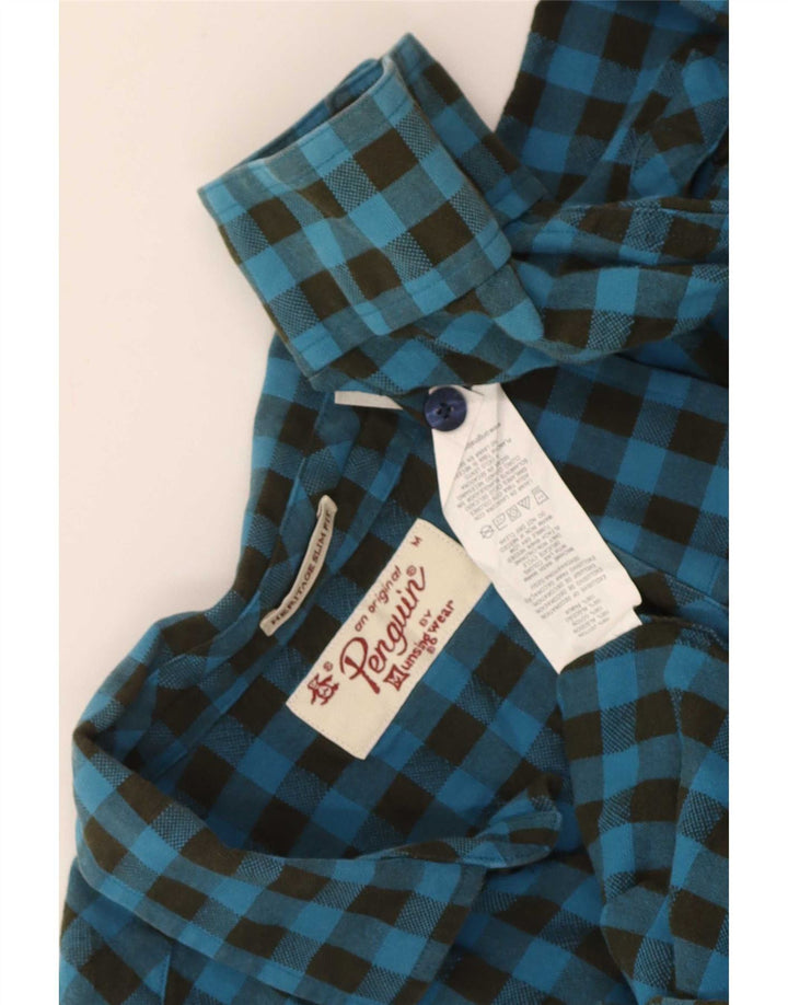 Penguin Heritage Heritage Slim Fit Flanellskjorte Medium Blue Gingham Cotton
