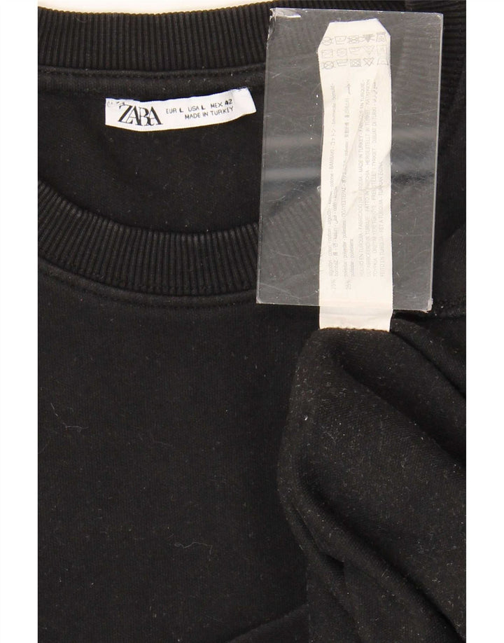 Zara Herre T-Shirt Top Stor Sort Bomuld