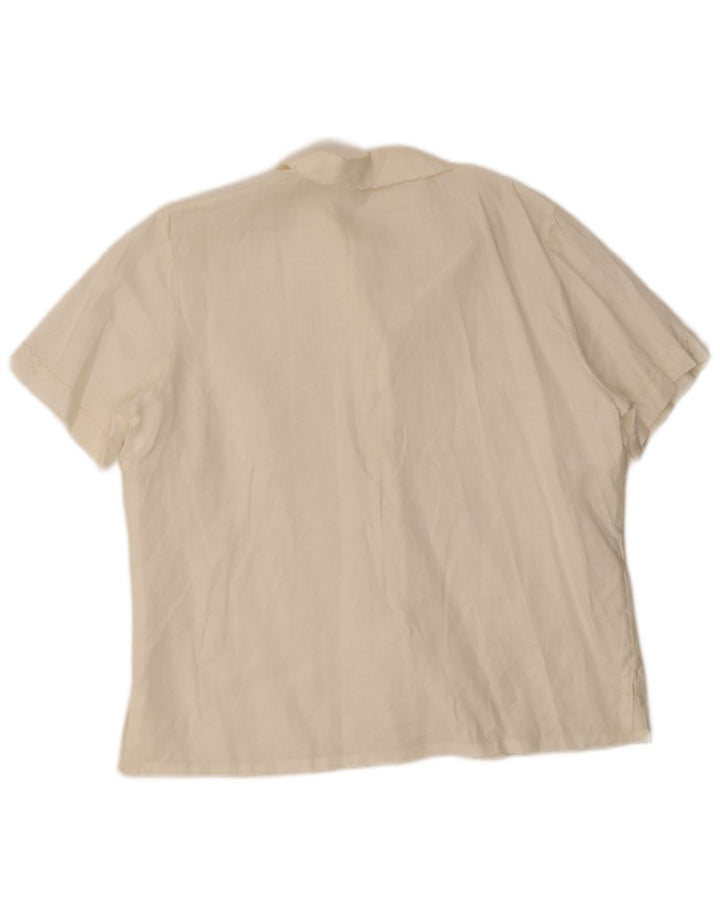 Vintage kortærmet skjorte til kvinder IT 42 Medium White Floral Linen