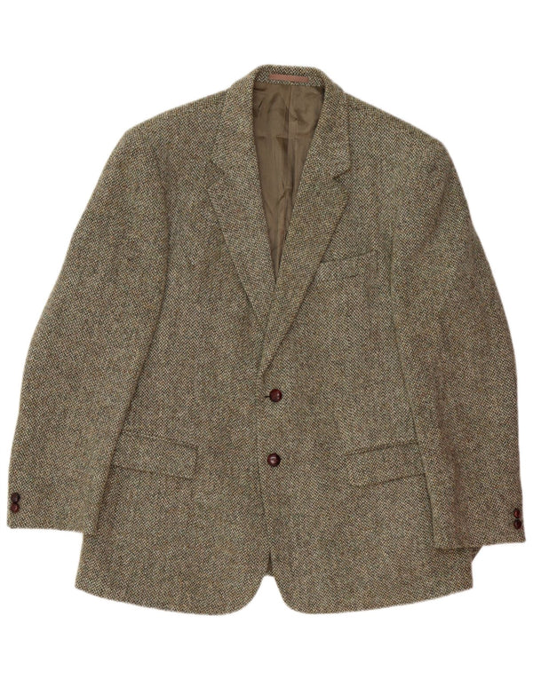 HARRIS TWEED Herre 2-knaps blazerjakke UK 44 2XL Khaki Wool