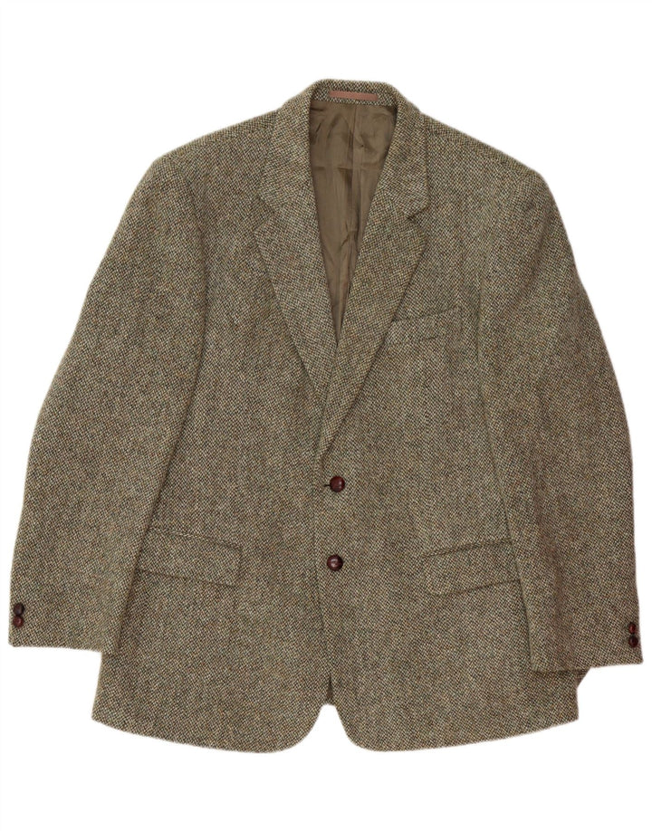 HARRIS TWEED Herre 2-knaps blazerjakke UK 44 2XL Khaki Wool
