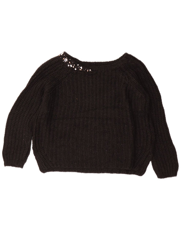 Zara Dame Oversized Boat Neck Jumper Sweater UK 10 Small Black