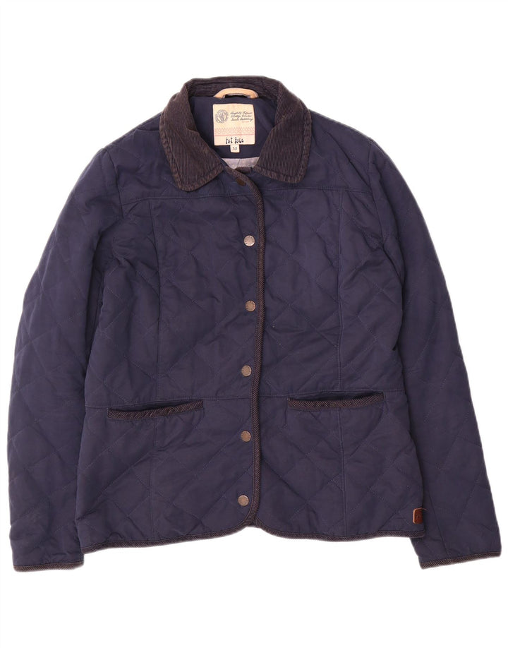 FAT FACE Quiltet jakke til kvinder UK 12 Medium Navy Blue Polyester