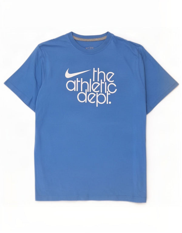 Nike Herre Standard Fit Grafisk T-Shirt Top XL Blå Bomuld