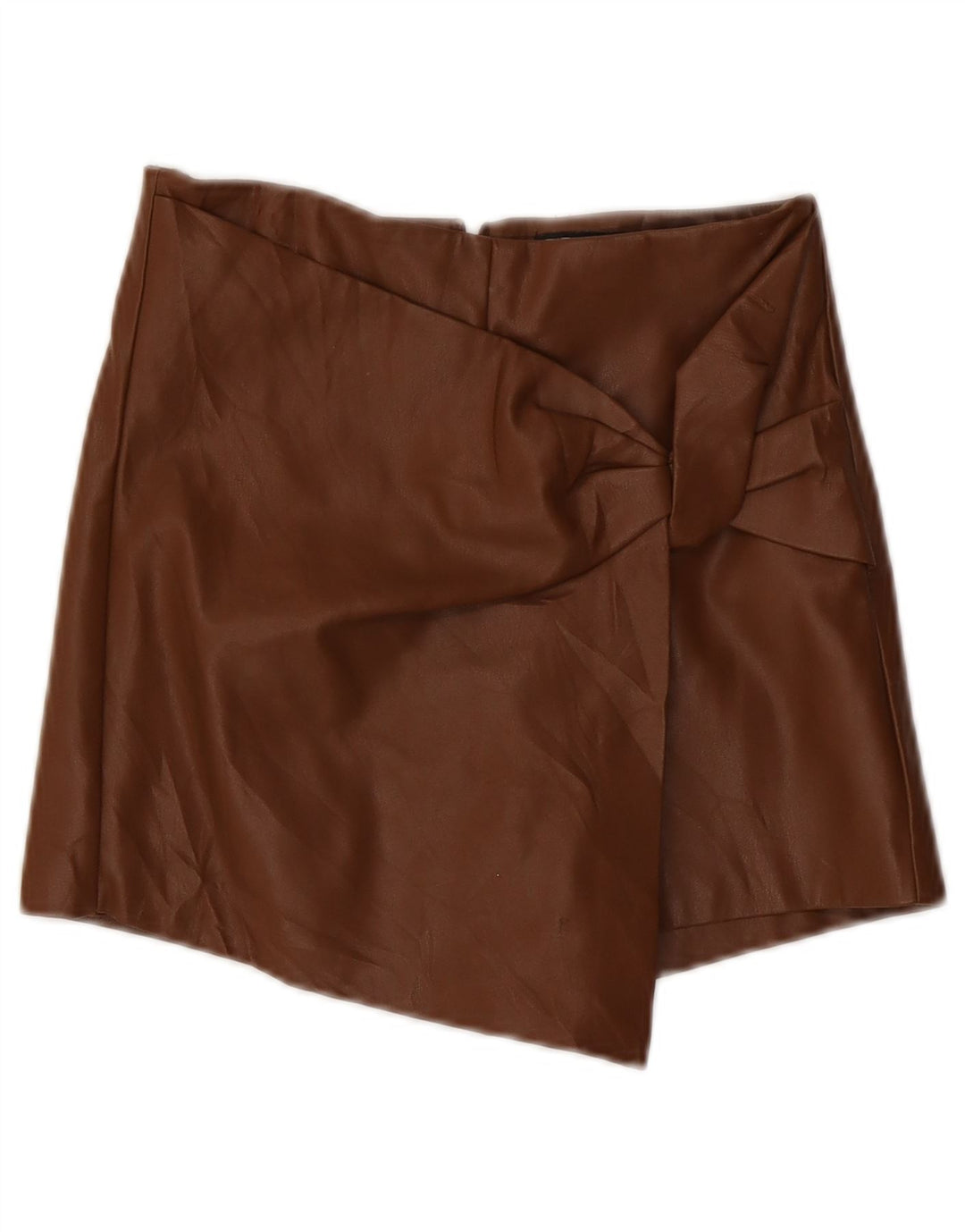 ZARA Shorts i imiteret læder til kvinder XS W25 brun polyester