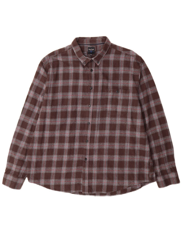 James Pringle herre flannelskjorte 2XL brun ternet bomuld