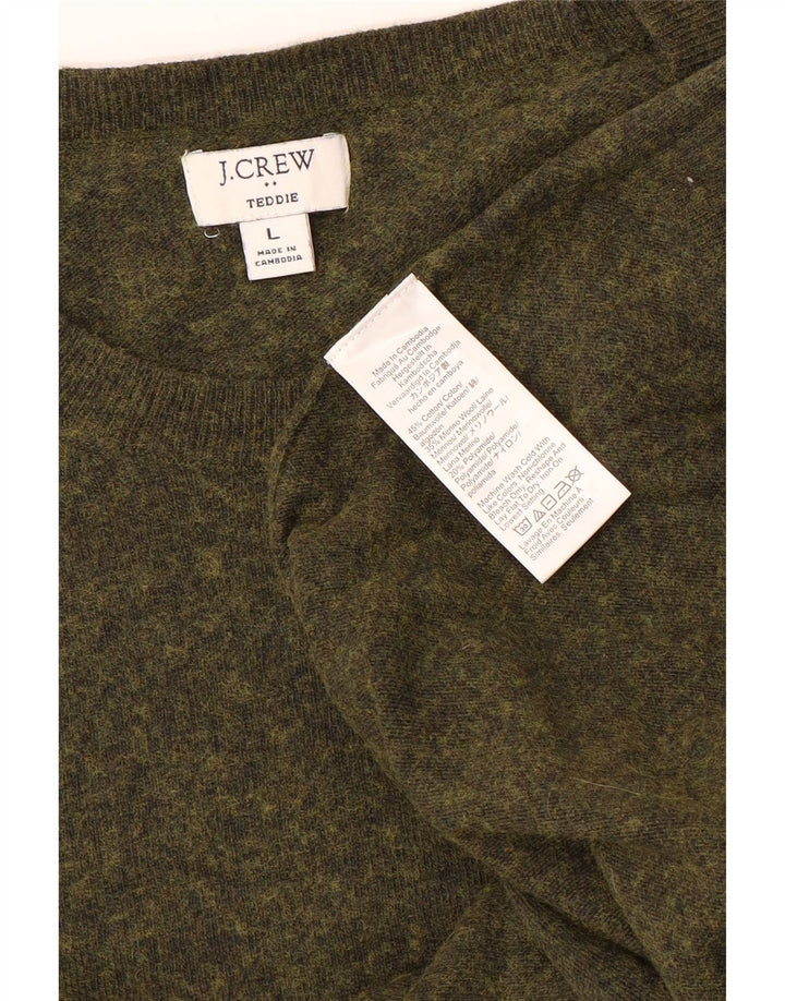 J. CREW Dame Teddie Boat Neck Jumper Sweater UK 16 Large Green Flecked