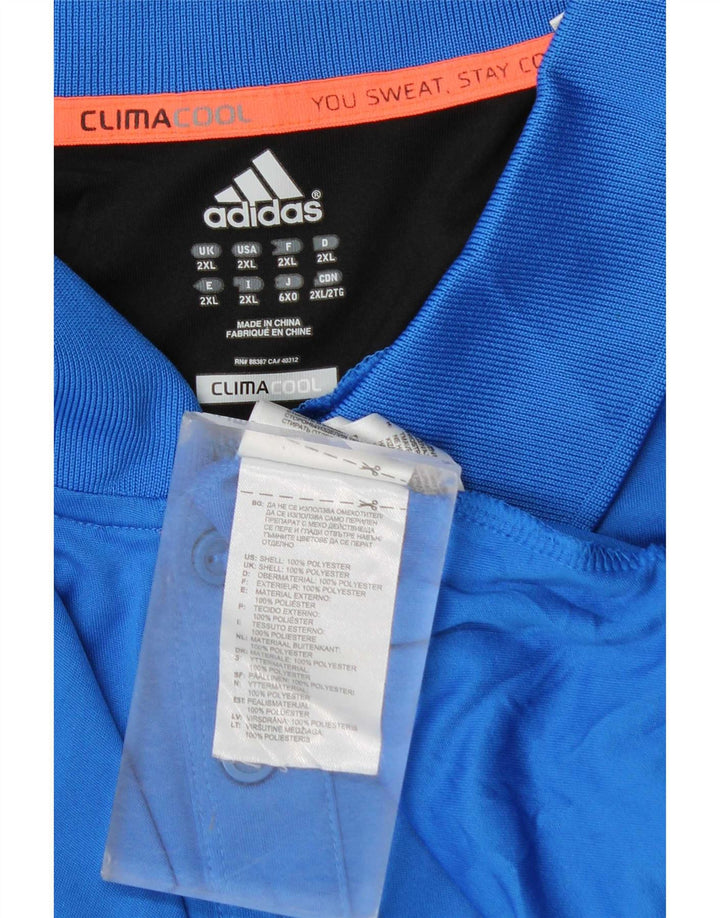 Adidas Herre Climacool Polo Shirt 2XL Blå Colourblock Polyester