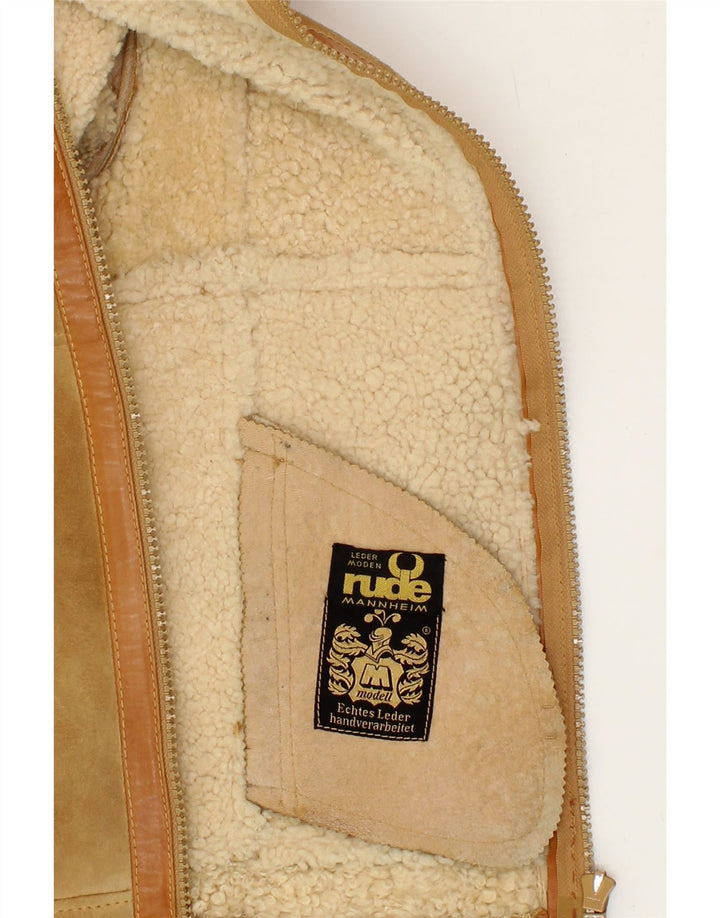 VINTAGE Herre Shearling Jacket UK 36 Small Beige Shearling