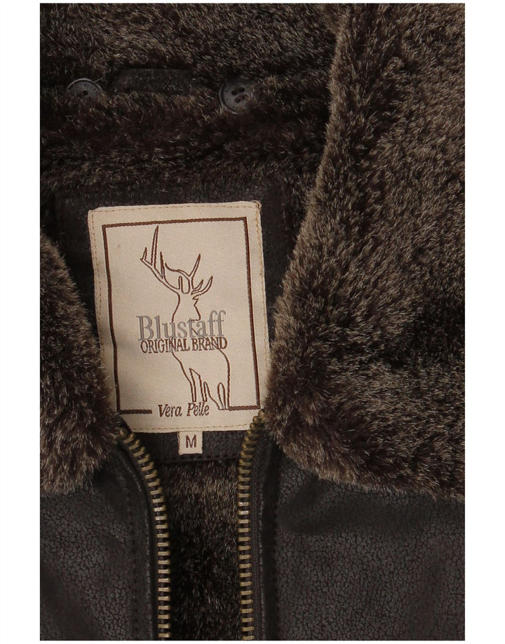 Blustaff Herre Bomber Shearling Jacket UK 38 Medium Brown Læder