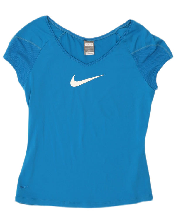 Nike grafisk T-shirt top til kvinder DK 14/16 Large Blue Nylon Sports