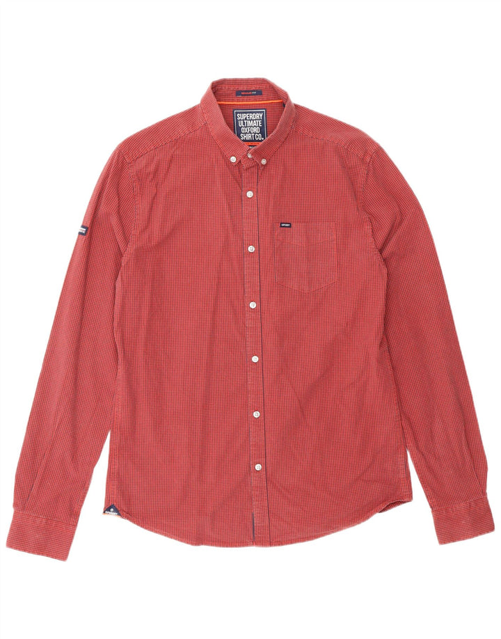 SUPERDRY Herre Regular Fit skjorte Medium Rød Gingham Cotton