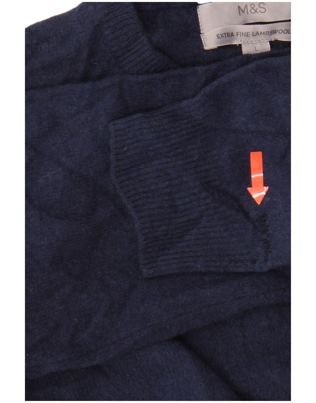 Marks & Spencer Dame sweater med rund hals DK 16 Stor blå lammeuld