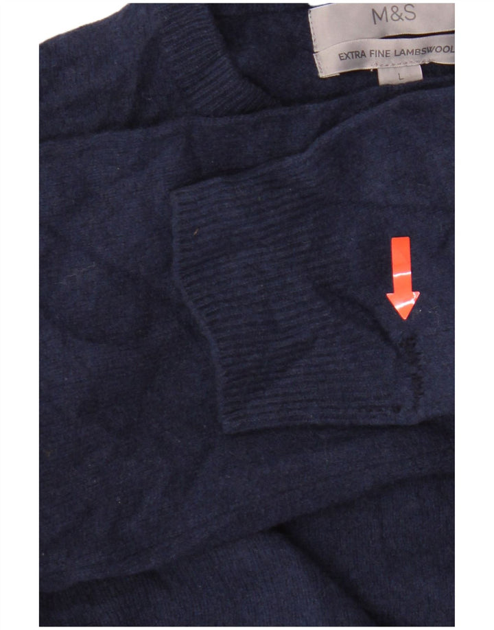 Marks & Spencer Dame sweater med rund hals DK 16 Stor blå lammeuld