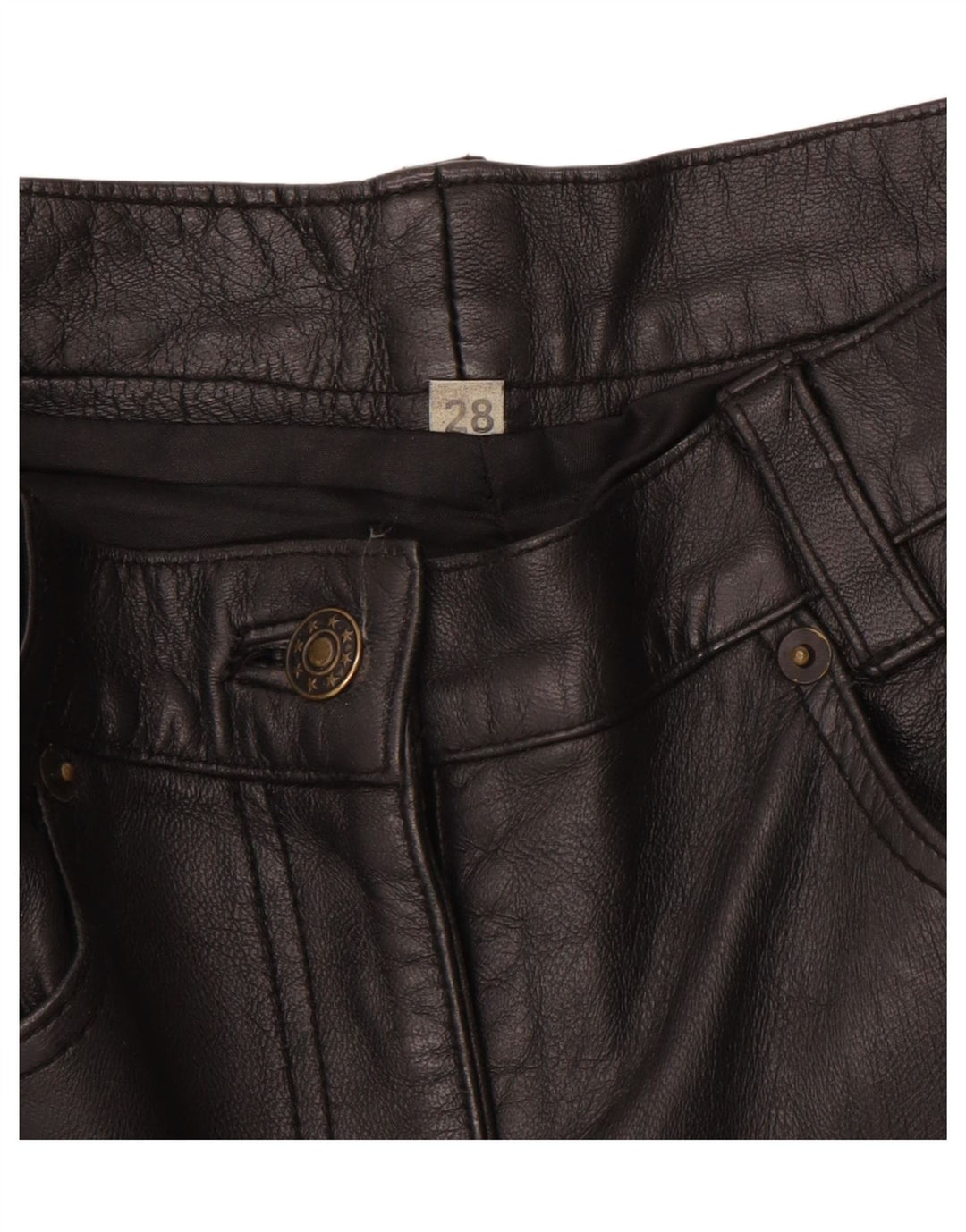 VINTAGE Slanke læderbukser til kvinder W28 L30 Sort