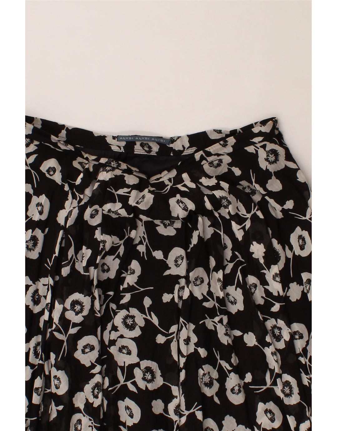 VINTAGE Womens Tiered Skirt W28 Medium Black Floral Vintage Vintage and Second-Hand Vintage from Messina Hembry 