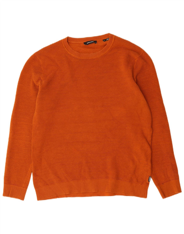 Jack & Jones herre sweater med rund hals, stor orange bomuld