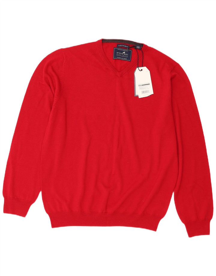 Stone Bay Herre V-hals sweater XL Rød Merinould