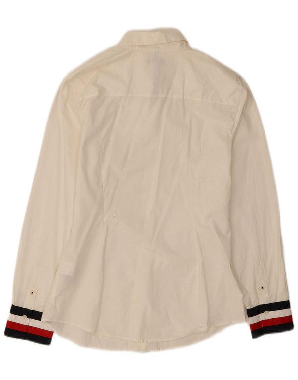 Tommy Hilfiger Womens Regular Shirt UK 8 Small White Colourblock Bomuld