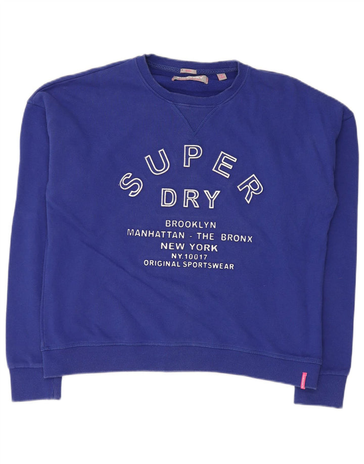 Superdry Womens Oversized grafisk sweatshirt Jumper UK 14 Medium Blue