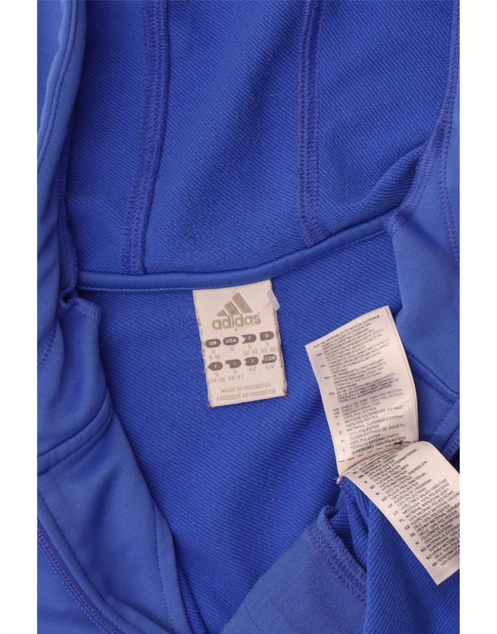 Adidas hættetrøje med lynlås til kvinder UK 8/10 Small Blue Polyester
