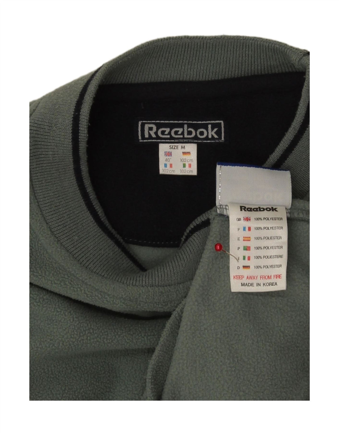 Reebok Herre Fleece Jumper UK 40 Medium Green Polyester