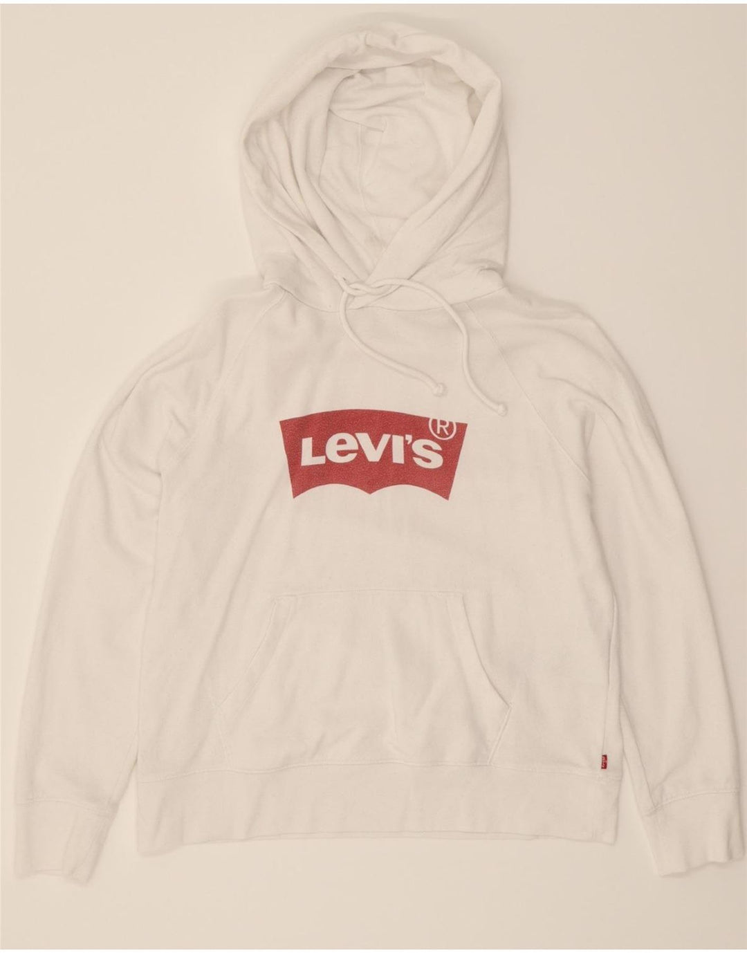 LEVI'S Womens Graphic Hoodie Jumper UK 14 Medium White Cotton Vintage Levi's and Second-Hand Levi's from Messina Hembry 