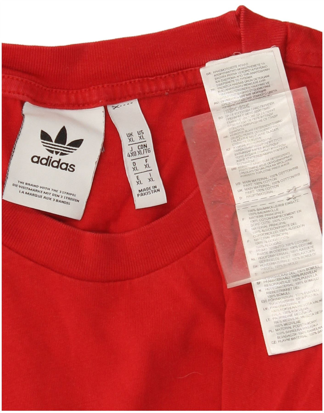 ADIDAS Grafisk T-shirt top til mænd XL Rød Colourblock Bomuld