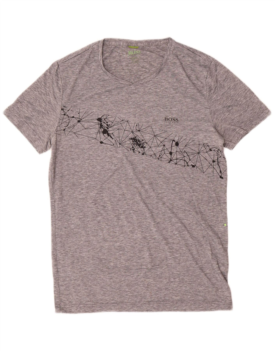 Hugo Boss Herre T-Shirt Top Medium Grå Geometrisk Polyester