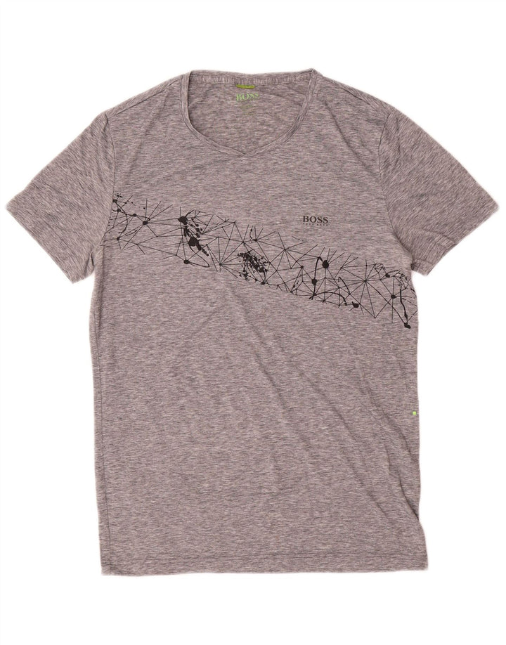 Hugo Boss Herre T-Shirt Top Medium Grå Geometrisk Polyester