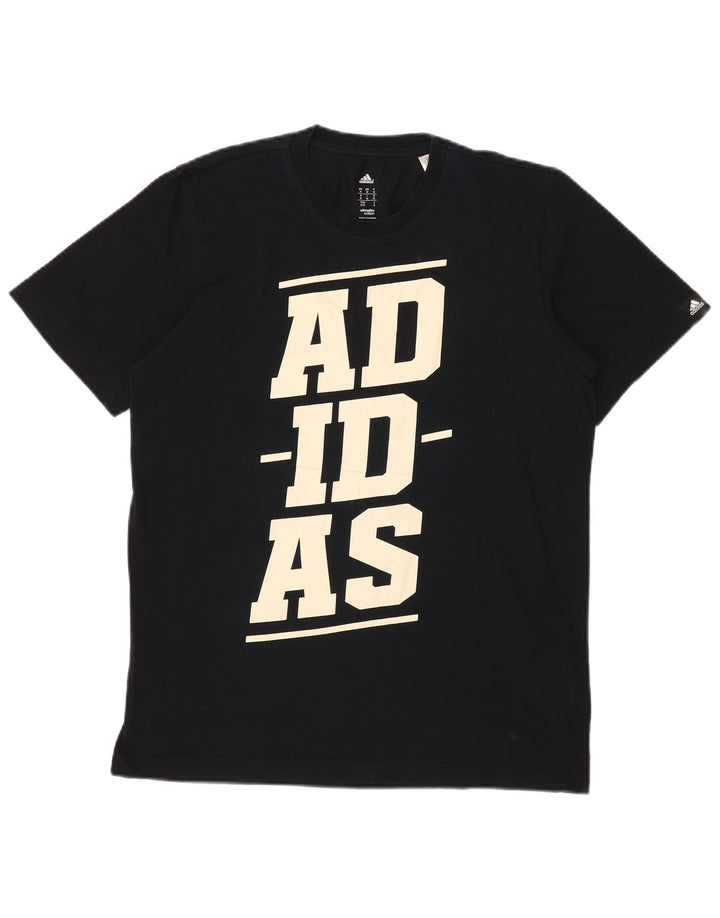 Adidas Herre Climalite grafisk T-shirt top mellem sort bomuld