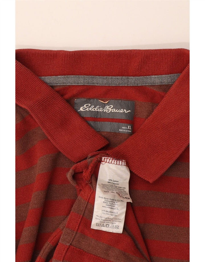 Eddie Bauer herre poloshirt XL rødstribet bomuld