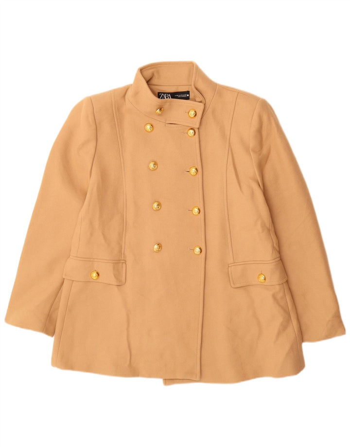 Zara Womens Pea Coat UK 20 2XL Beige Uld