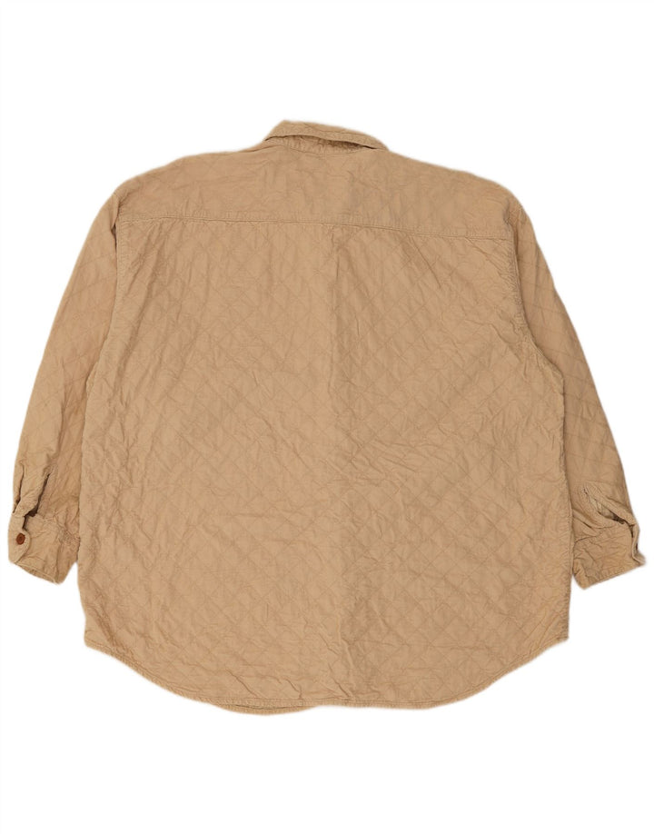 EDDIE BAUER Dame Oversized Corduroy Skjorte UK 16 Stor Beige Bomuld