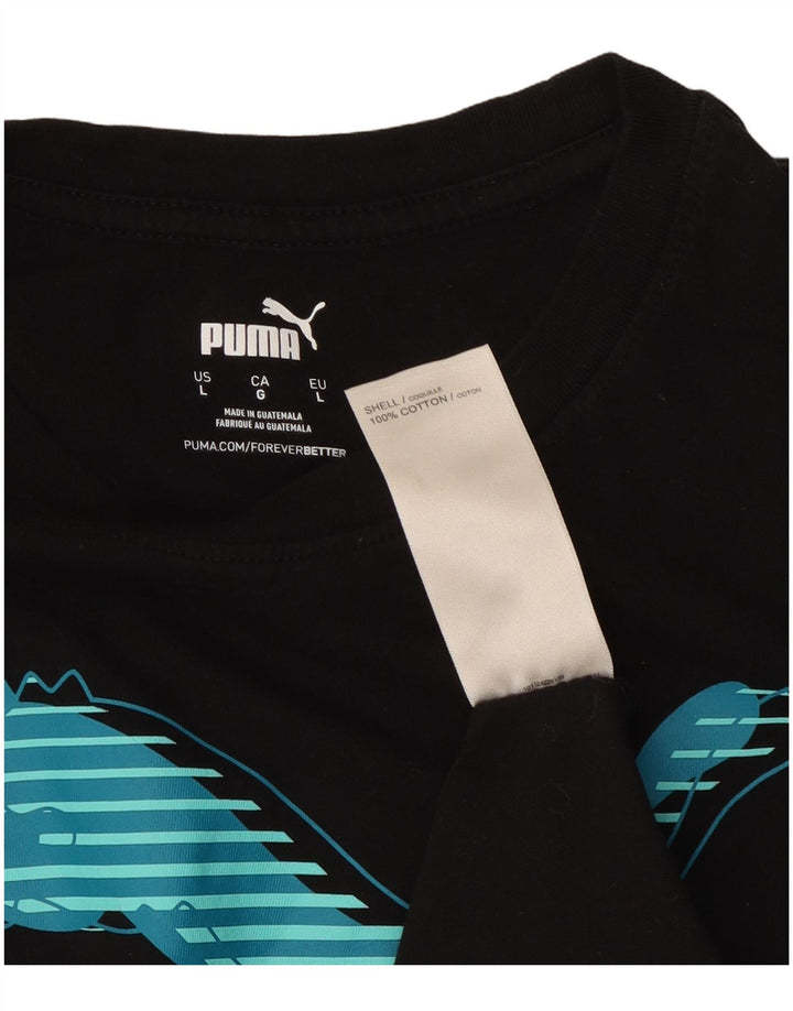 Puma Herre Grafisk T-Shirt Top Stor Sort Bomuld
