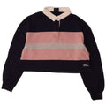 SUPERDRY Womens Oversized Crop Rugby Polo Shirt UK 12 Medium Navy Blue