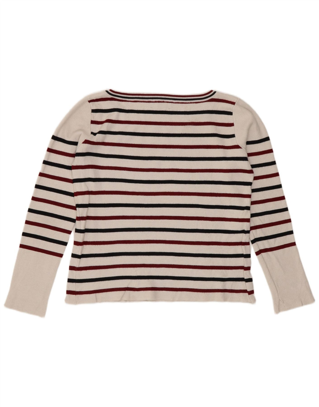 Zara Womens Crop Top Langærmet UK 10 Lille hvid stribet viskose